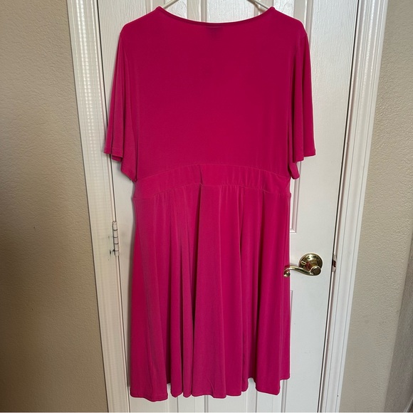 Torrid Womens Midi Skater Dress Plus 1-XL Solid Dark Pink Vacation Resort Barbie - Picture 4 of 9